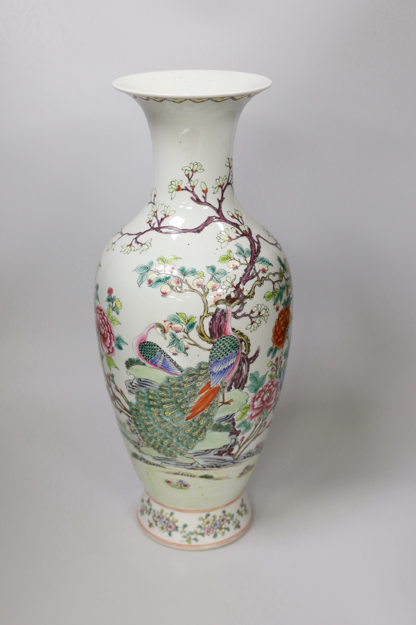 A Chinese famille rose baluster vase, 46cm